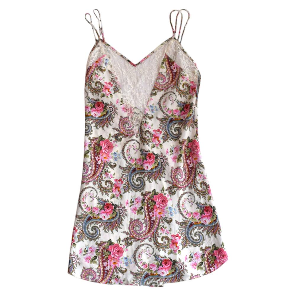Victoria's Secret Gold Label Paisley Floral Lace Chemise Small